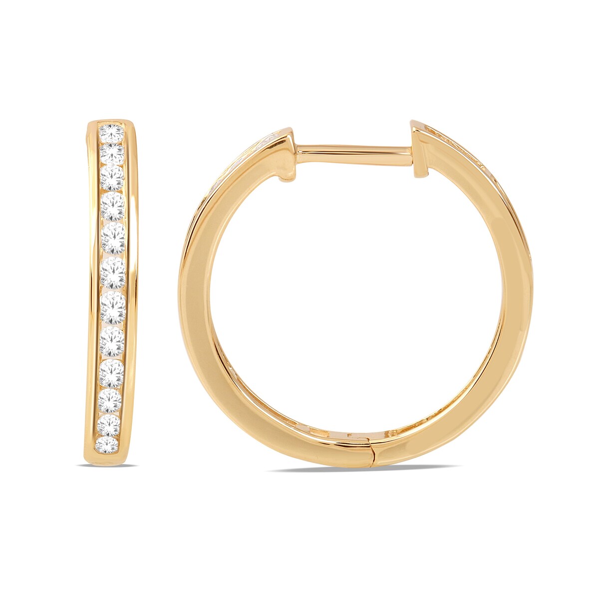 De Couer 10k Gold Diamond Hoop Earrings