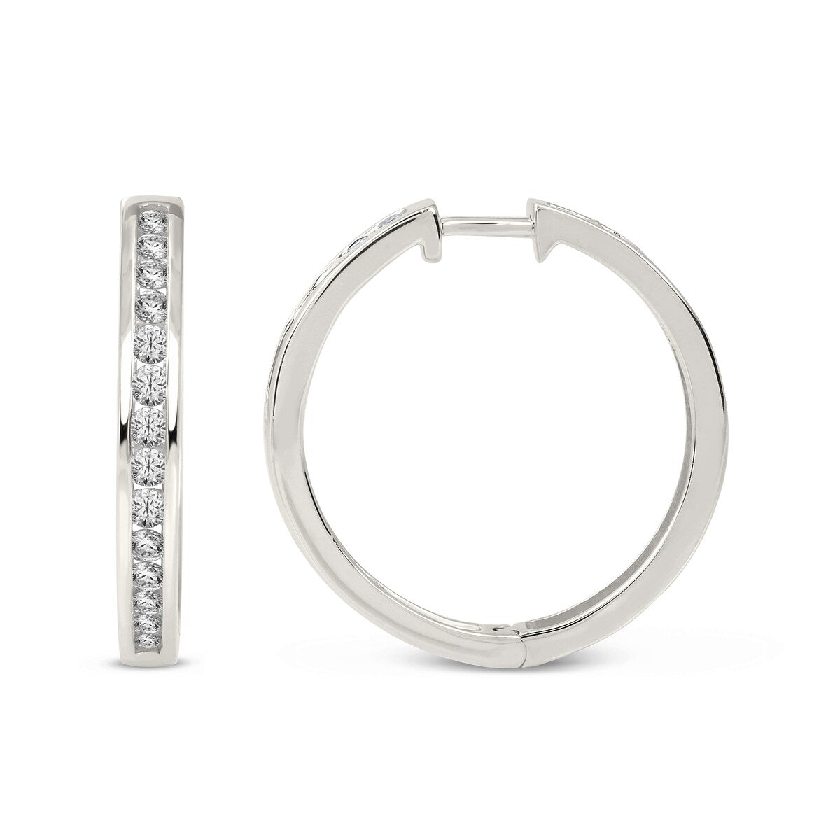 De Couer 10k Gold Diamond Hoop Earrings