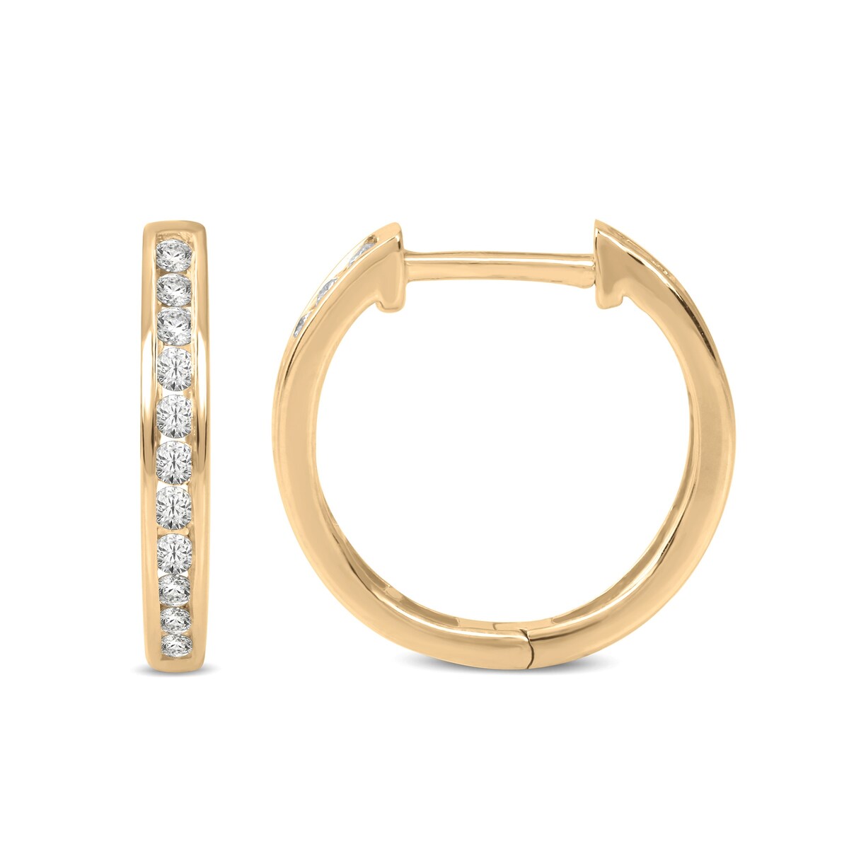 De Couer 10k Gold Diamond Hoop Earrings