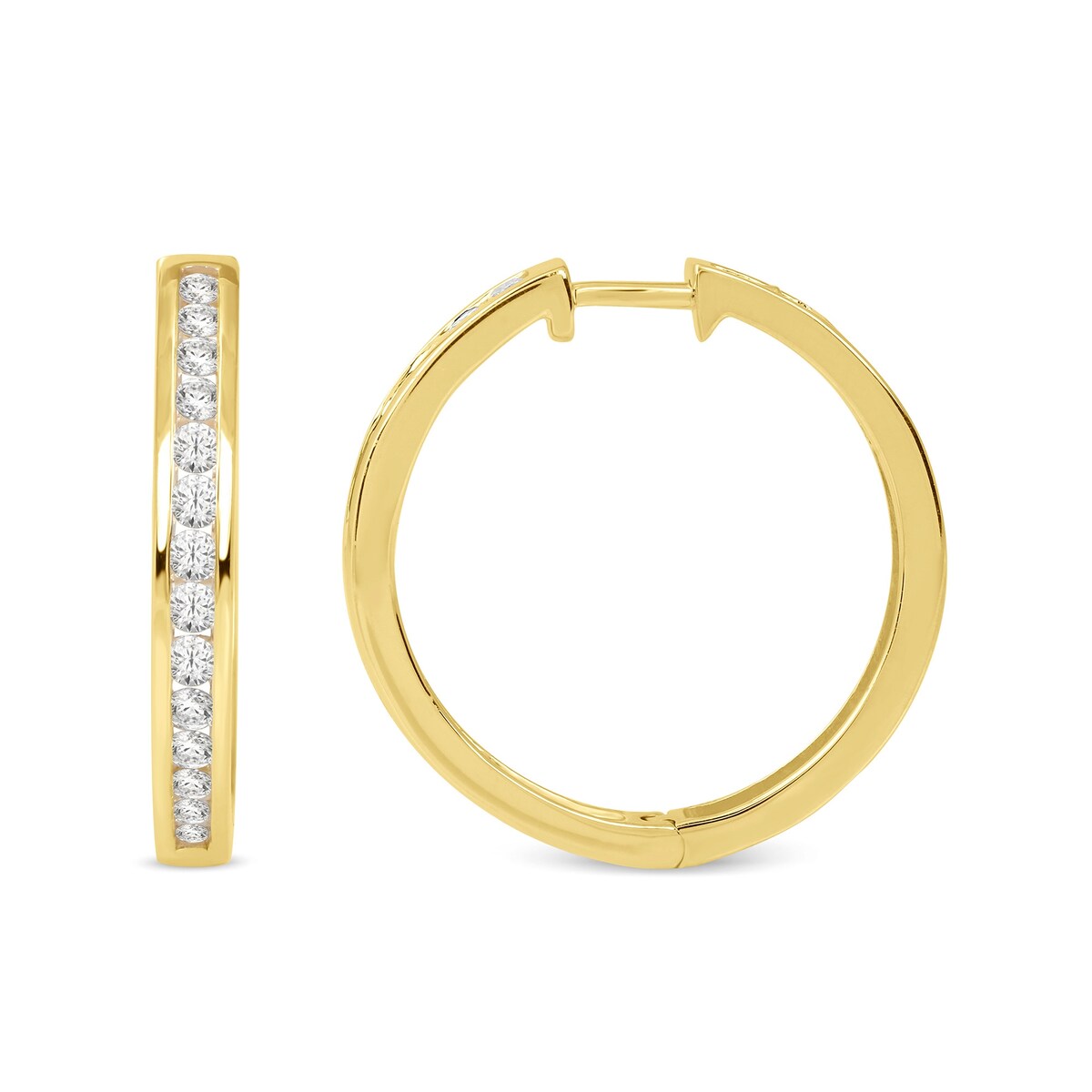 De Couer 10k Gold Diamond Hoop Earrings