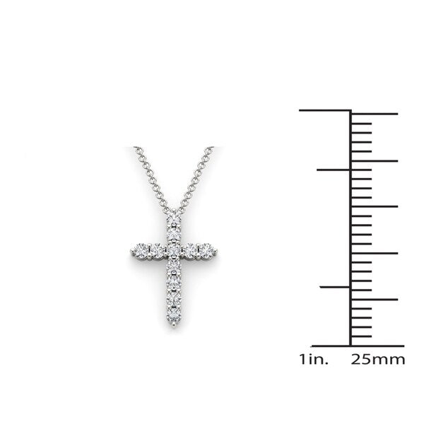 De Couer 14k Gold 1 1/4ct TDW Diamond Cross Necklace