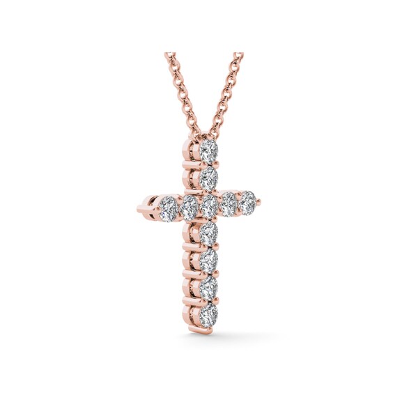 De Couer 14k Gold 1 1/4ct TDW Diamond Cross Necklace