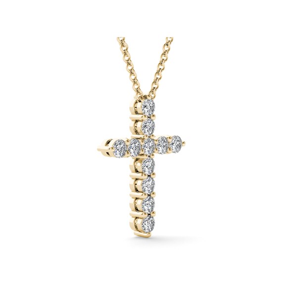 De Couer 14k Gold 1 1/4ct TDW Diamond Cross Necklace