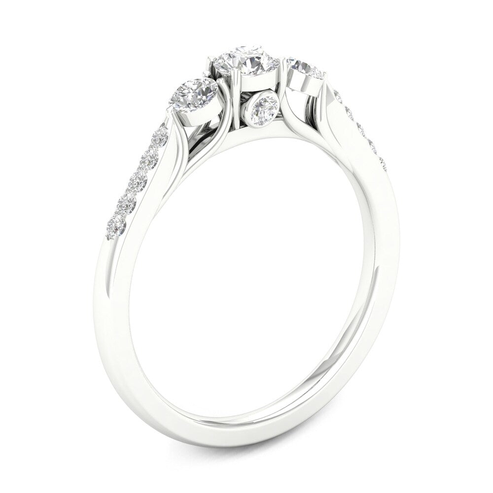 De Couer 14k Gold 5/8ct TDW Diamond Three-Stone Ring