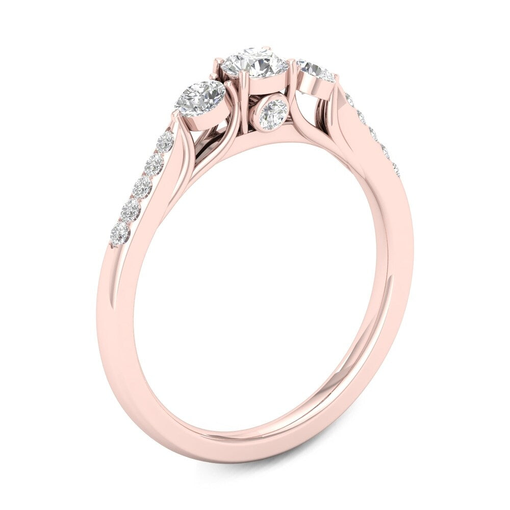De Couer 14k Gold 5/8ct TDW Diamond Three-Stone Ring