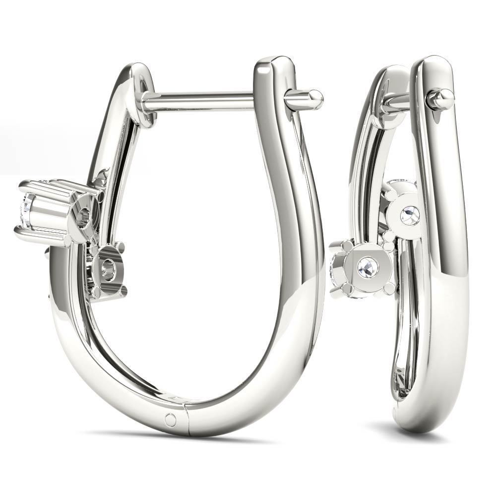 De Couer IGI Certified 10k White Gold 1/3ct TDW Diamond Two-Stone Diamond Hoop Earrings - White H-I