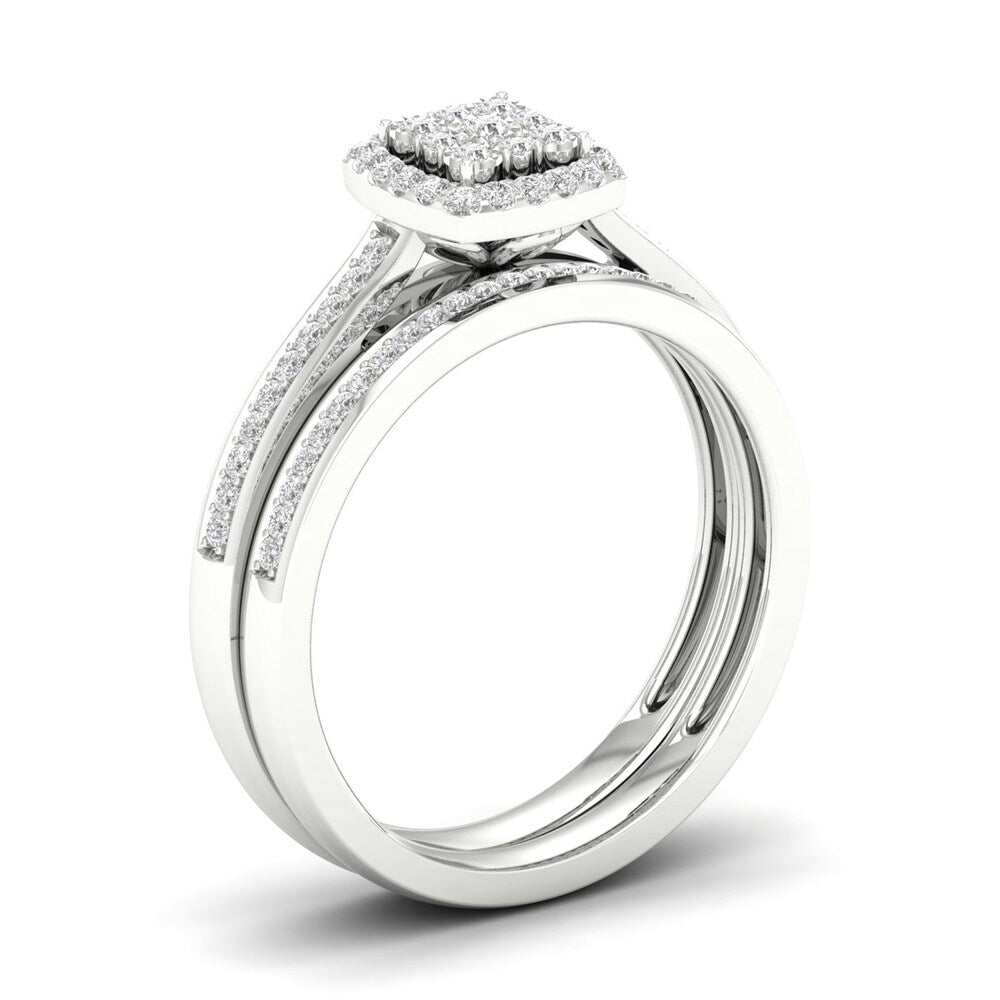 De Couer S925 Sterling Silver 1/5ct TDW Diamond Bridal Ring