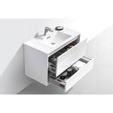 De Lusso 36" High Gloss White Wall Mount Modern Bathroom Vanity