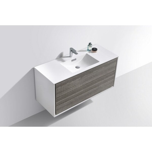 De Lusso 48" Single Sink Ash Gray Wall Mount Modern Bathroom Vanity