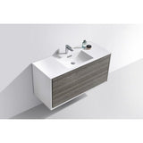 De Lusso 48" Single Sink Ash Gray Wall Mount Modern Bathroom Vanity