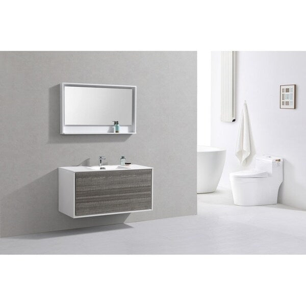 De Lusso 48" Single Sink Ash Gray Wall Mount Modern Bathroom Vanity