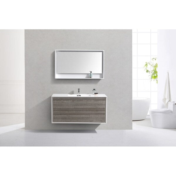 De Lusso 48" Single Sink Ash Gray Wall Mount Modern Bathroom Vanity