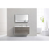 De Lusso 48" Single Sink Ash Gray Wall Mount Modern Bathroom Vanity