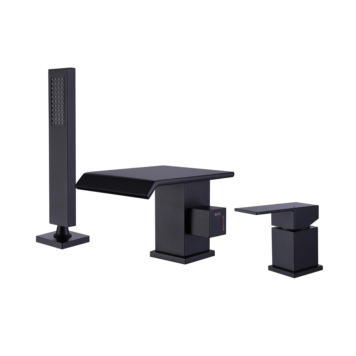 Deck Mount Tub Faucet With Handheld Shower Matte Black Bathtub Faucets 3 Holes Modern Bathroom Tub Filters With Hand Sprayer