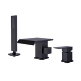 Deck Mount Tub Faucet With Handheld Shower Matte Black Bathtub Faucets 3 Holes Modern Bathroom Tub Filters With Hand Sprayer