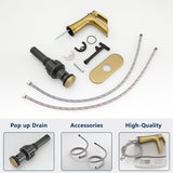 Deck Plate Waterfall Sink Faucet with Pop Up Drain and Supply Lines