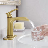 Deck Plate Waterfall Sink Faucet with Pop Up Drain and Supply Lines