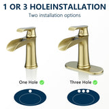 Deck Plate Waterfall Sink Faucet with Pop Up Drain and Supply Lines