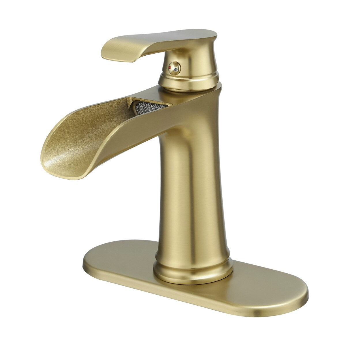 Deck Plate Waterfall Sink Faucet with Pop Up Drain and Supply Lines