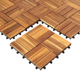 Deck Tiles Interlocking 27 Pack Solid Wood Outdoor Flooring Waterproof 12"X12" for Patio Porch Garden Balcony Poolside - N/A