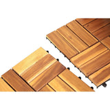 Deck Tiles Interlocking 27 Pack Solid Wood Outdoor Flooring Waterproof 12"X12" for Patio Porch Garden Balcony Poolside - N/A