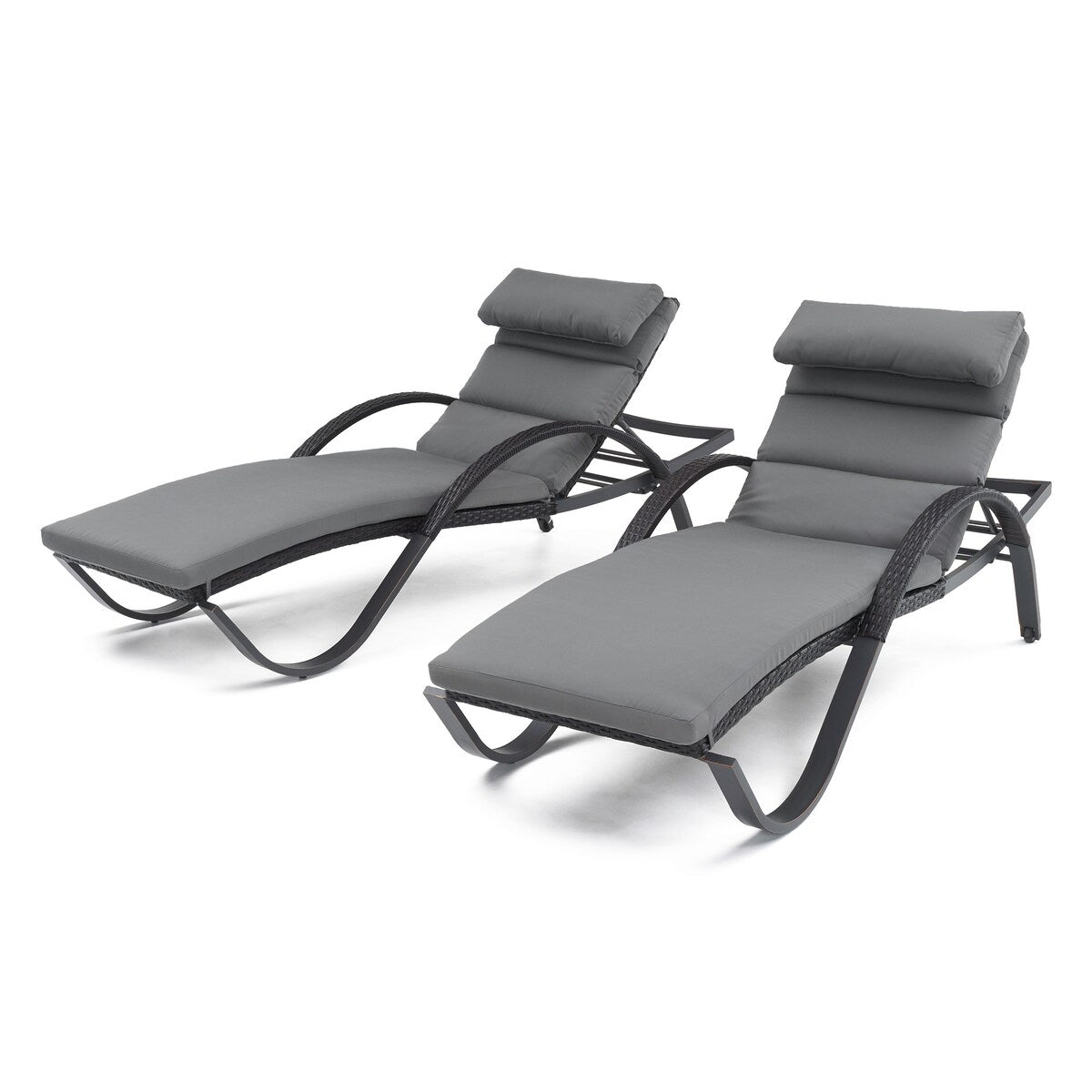 Deco 2 Aluminum Outdoor Patio Chaise Lounges Set