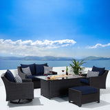 Deco 5 Piece Sunbrella Outdoor Patio Love & Motion Club Fire Set