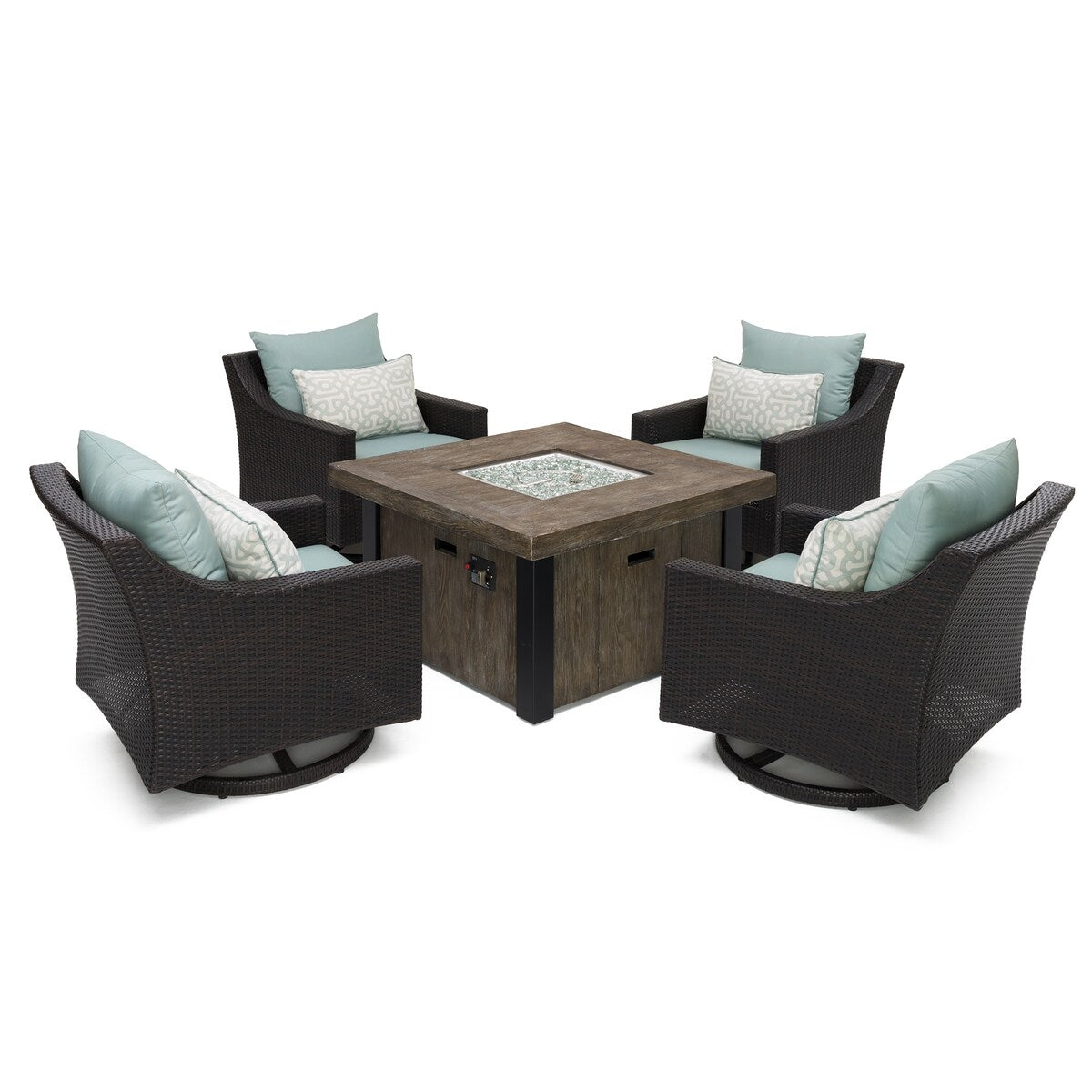 Deco 5 Piece Sunbrella Outdoor Patio Motion Fire Chat Set