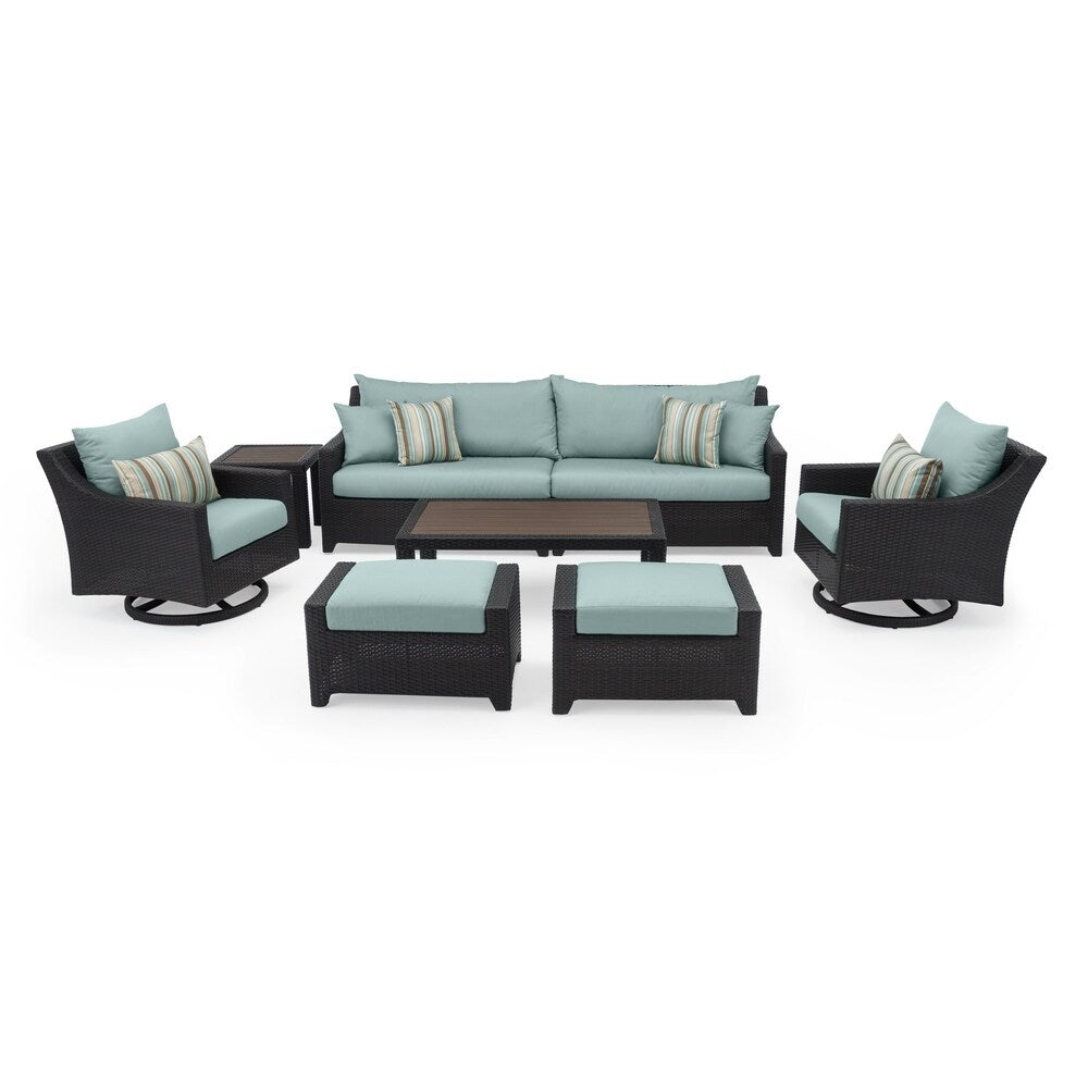 Deco 8 Piece Sunsharp Outdoor Patio Deluxe Sofa And Club Chair Set - Bliss Blue