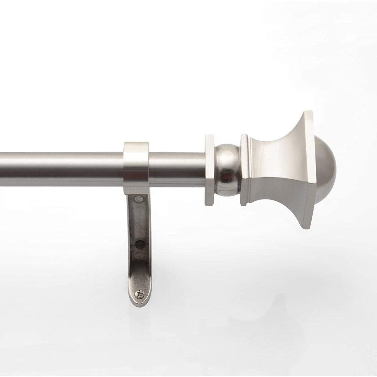 3/4 Inch Adjustable Silver Curtain Rod for Windows & Doors Curtains with Half Round Finials & Brackets Set -By Deco Window