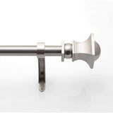 3/4 Inch Adjustable Silver Curtain Rod for Windows & Doors Curtains with Half Round Finials & Brackets Set -By Deco Window