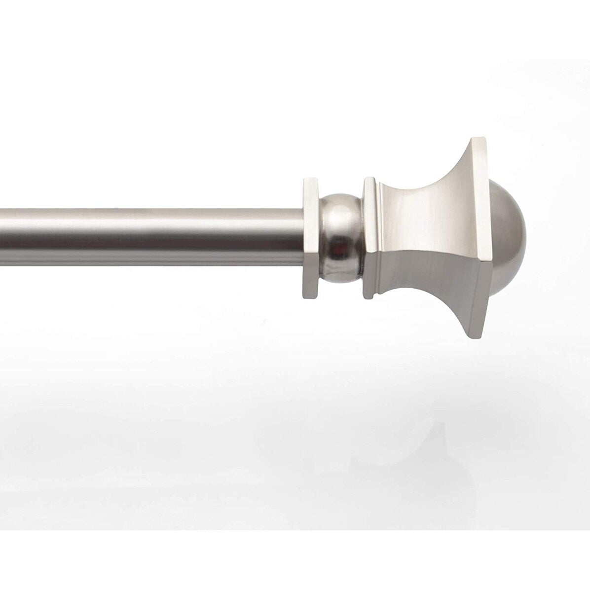 3/4 Inch Adjustable Silver Curtain Rod for Windows & Doors Curtains with Half Round Finials & Brackets Set -By Deco Window