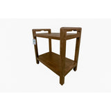 DecoTeak Eleganto 20" Solid Teak Shower Stool With LiftAide Arms And Shelf - WoodLand Brown Finish