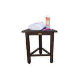 DecoTeak FlexiCorner Triangular Solid Teak Modular Stool in WoodLand Brown Finish - 17"