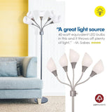 Decor Works 5 Light Floor Lamp with White Shades