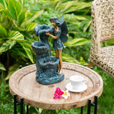Decorative 3 Tier Water Fountain with Fairy and LED Light
