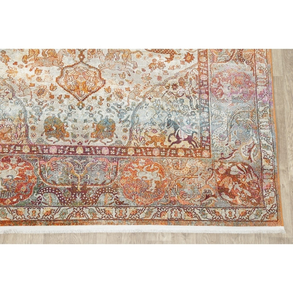 Decorative Animal Pictorial Turkish Vintage Style Area Rugs Heat-Set