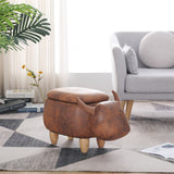 Decorative Animal Storage Stool for Kids, Brown Kids Footstool