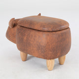 Decorative Animal Storage Stool for Kids, Brown Kids Footstool