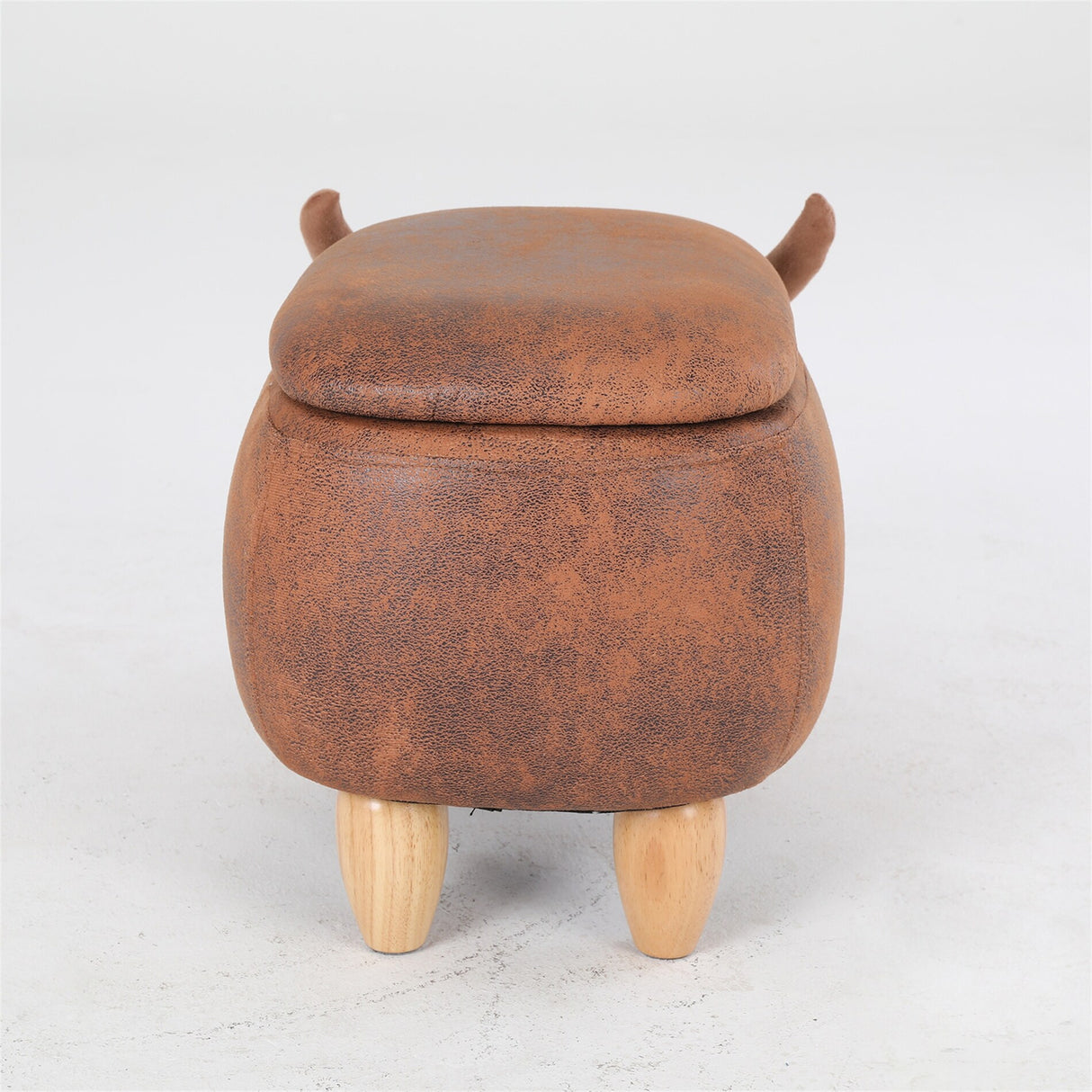Decorative Animal Storage Stool for Kids, Brown Kids Footstool