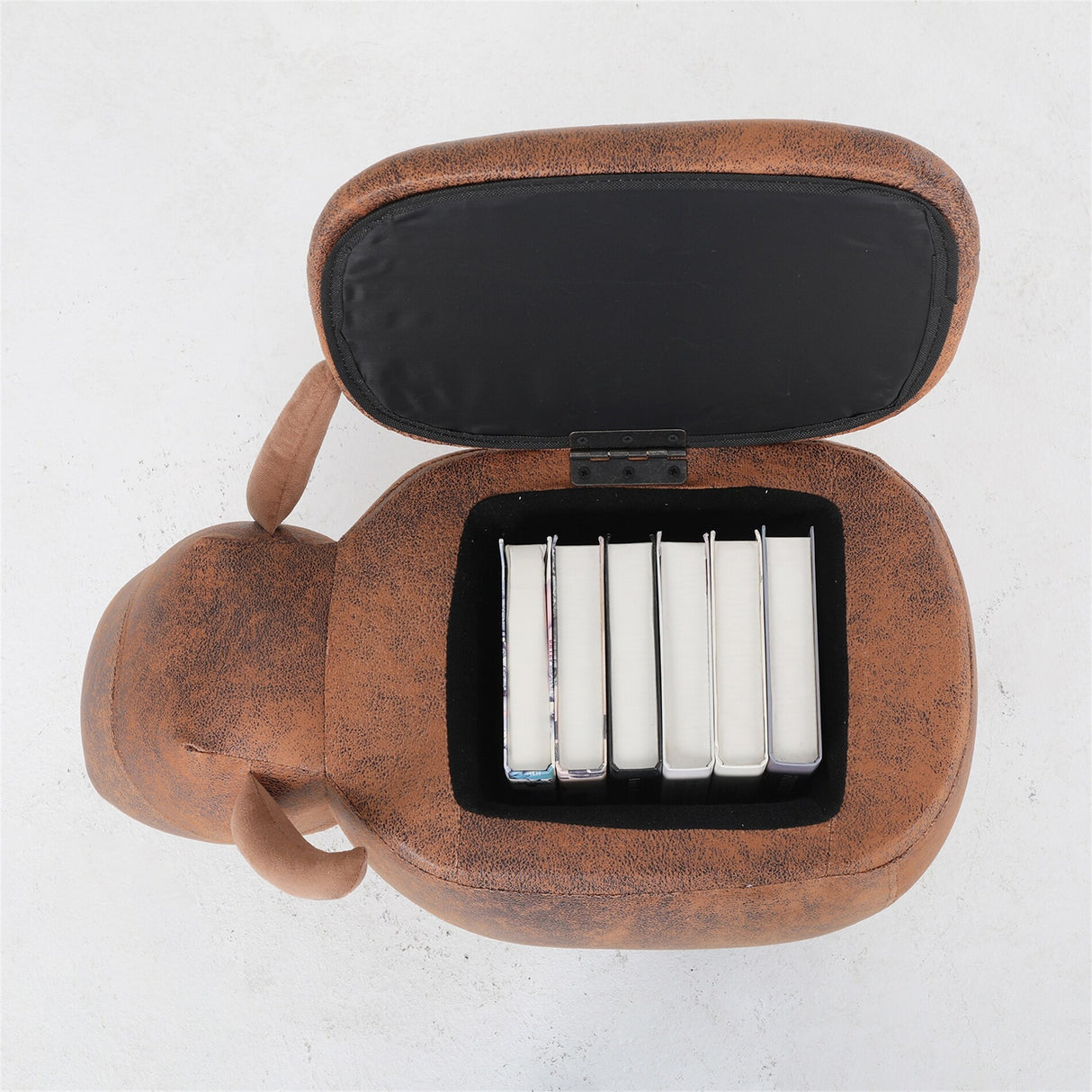 Decorative Animal Storage Stool for Kids, Brown Kids Footstool