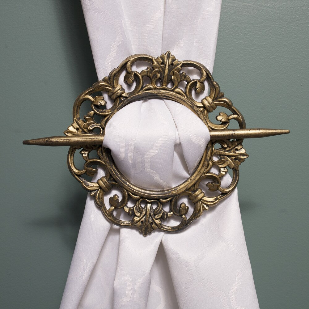 Decorative Antique Gold Curtain Holdbacks (Set of 2)