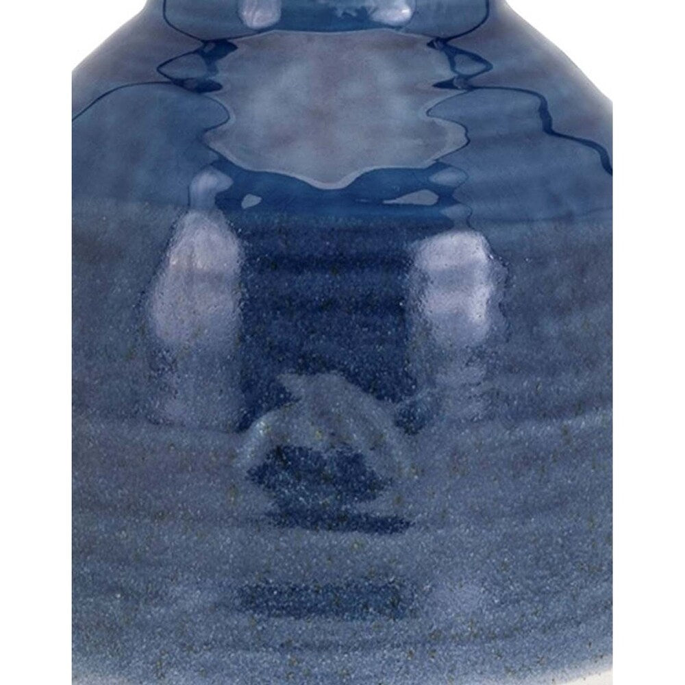 Decorative Dual Finish Ceramic Vase, Small, Blue and White
