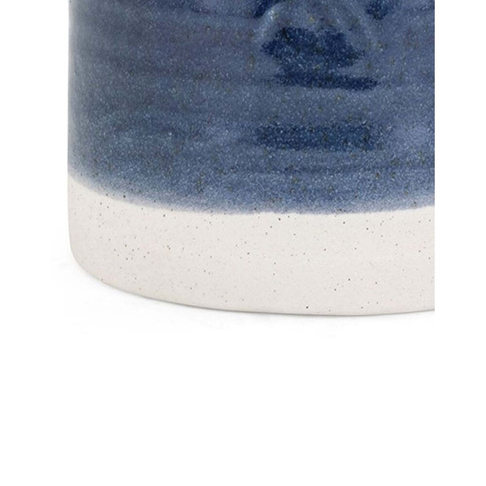 Decorative Dual Finish Ceramic Vase, Small, Blue and White