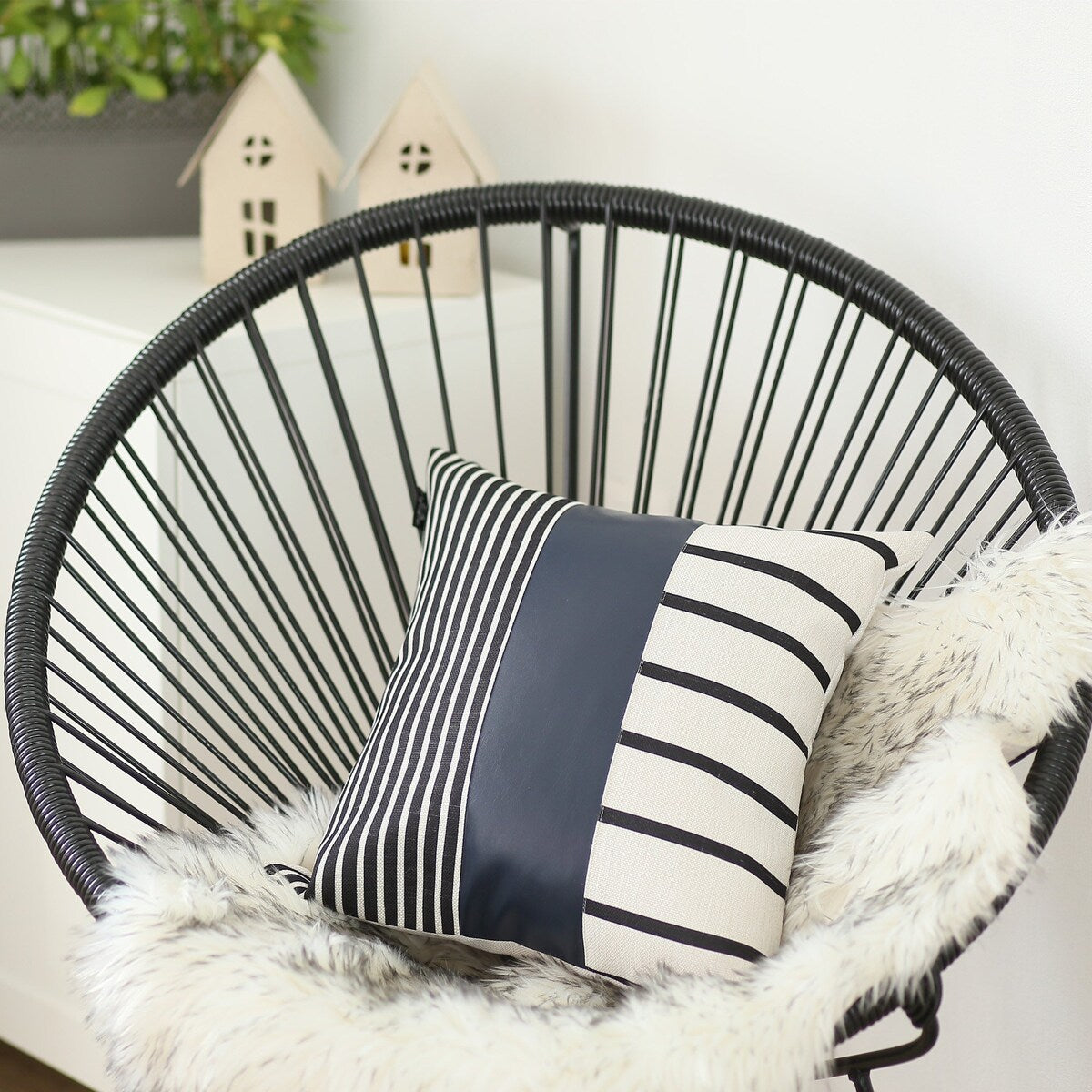 Decorative Vegan Faux Leather Pillow Cover & Insert