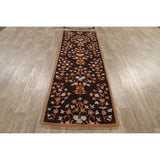 Decorative Floral Brown Oushak Oriental Runner Rug Hand-tufted - 2'7" x 8'1"