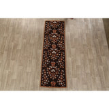Decorative Floral Brown Oushak Oriental Runner Rug Hand-tufted - 2'7" x 8'1"