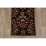 Decorative Floral Brown Oushak Oriental Runner Rug Hand-tufted - 2'7" x 8'1"