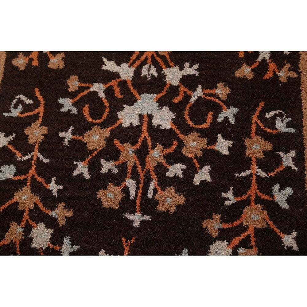 Decorative Floral Brown Oushak Oriental Runner Rug Hand-tufted - 2'7" x 8'1"