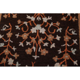 Decorative Floral Brown Oushak Oriental Runner Rug Hand-tufted - 2'7" x 8'1"